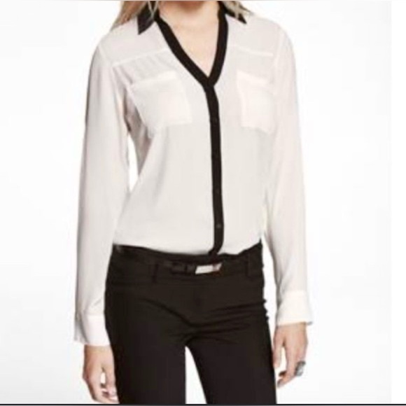 Express Black and White Contrast Blouse - Picture 1 of 12